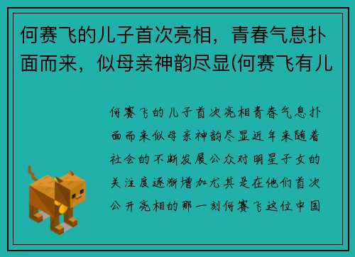 何赛飞的儿子首次亮相，青春气息扑面而来，似母亲神韵尽显(何赛飞有儿女吗)